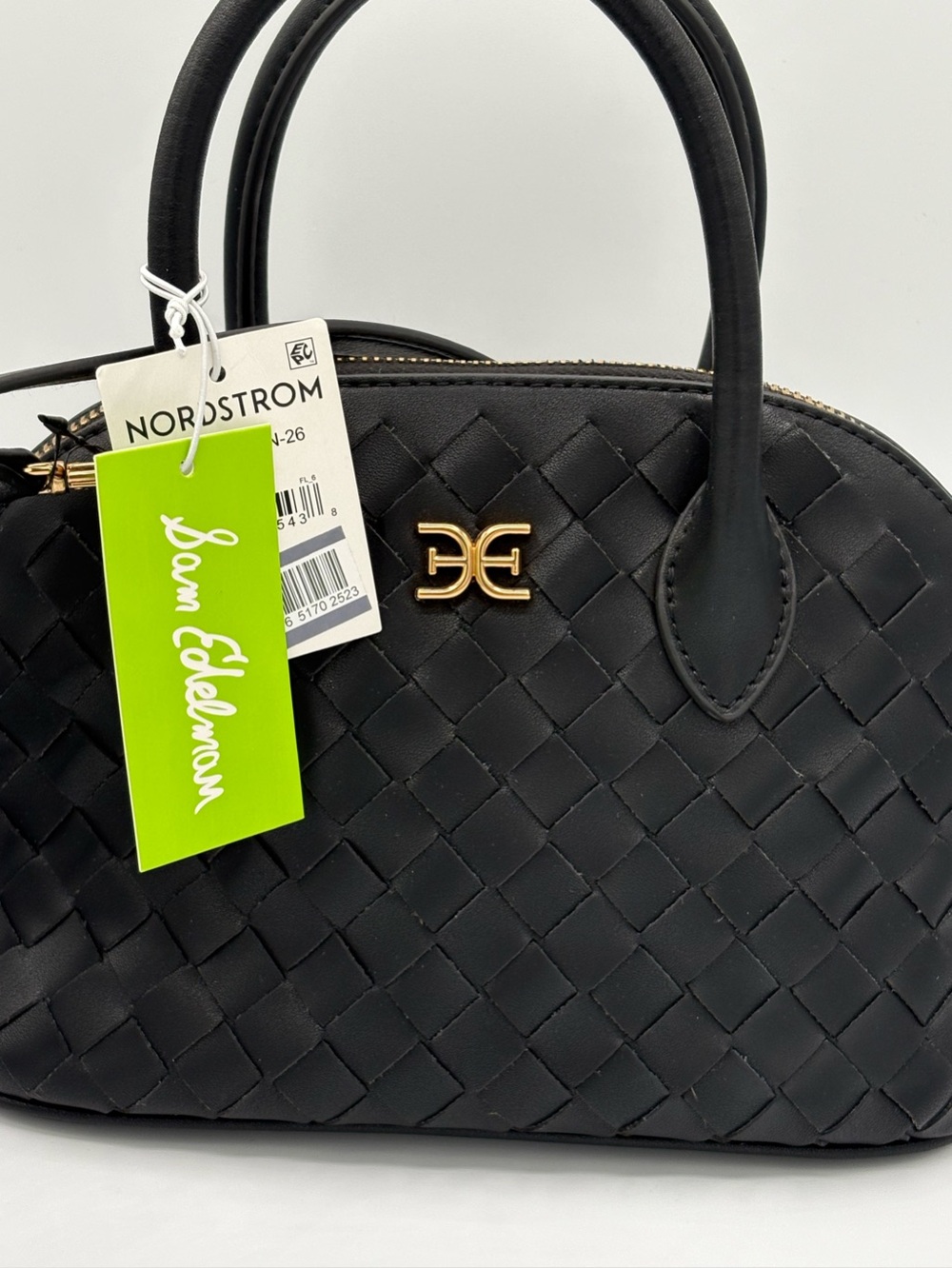 NWT Sam Edelman Mini Margo Woven Satchel Bag in Black
